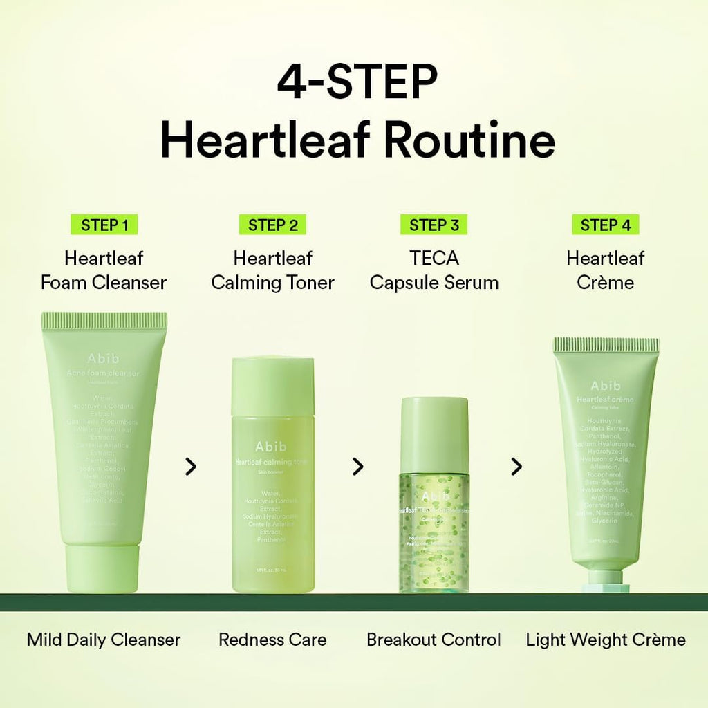 ABIB Heartleaf Calming Trial Kit (Foam 30ml+Toner 30ml+Serum 15ml+Crema 20ml)