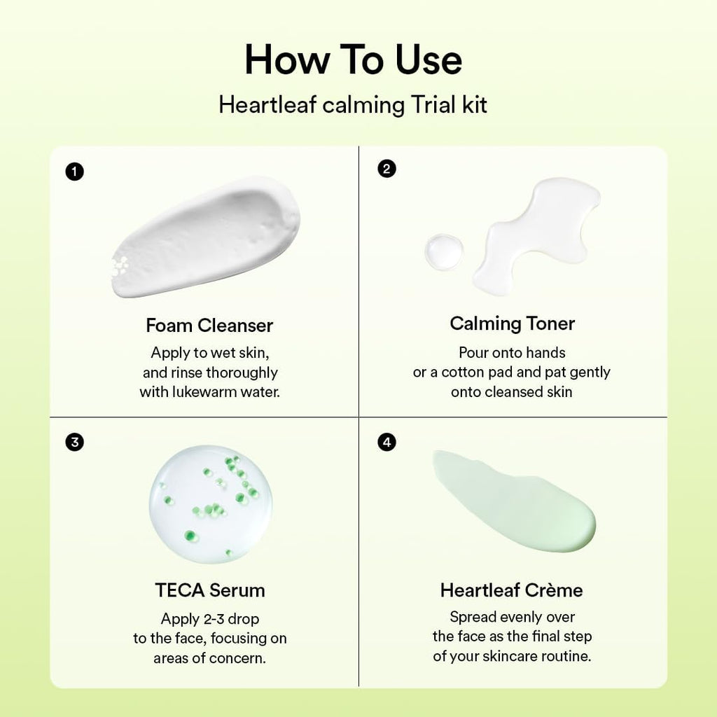ABIB Heartleaf Calming Trial Kit (Foam 30ml+Toner 30ml+Serum 15ml+Crema 20ml)