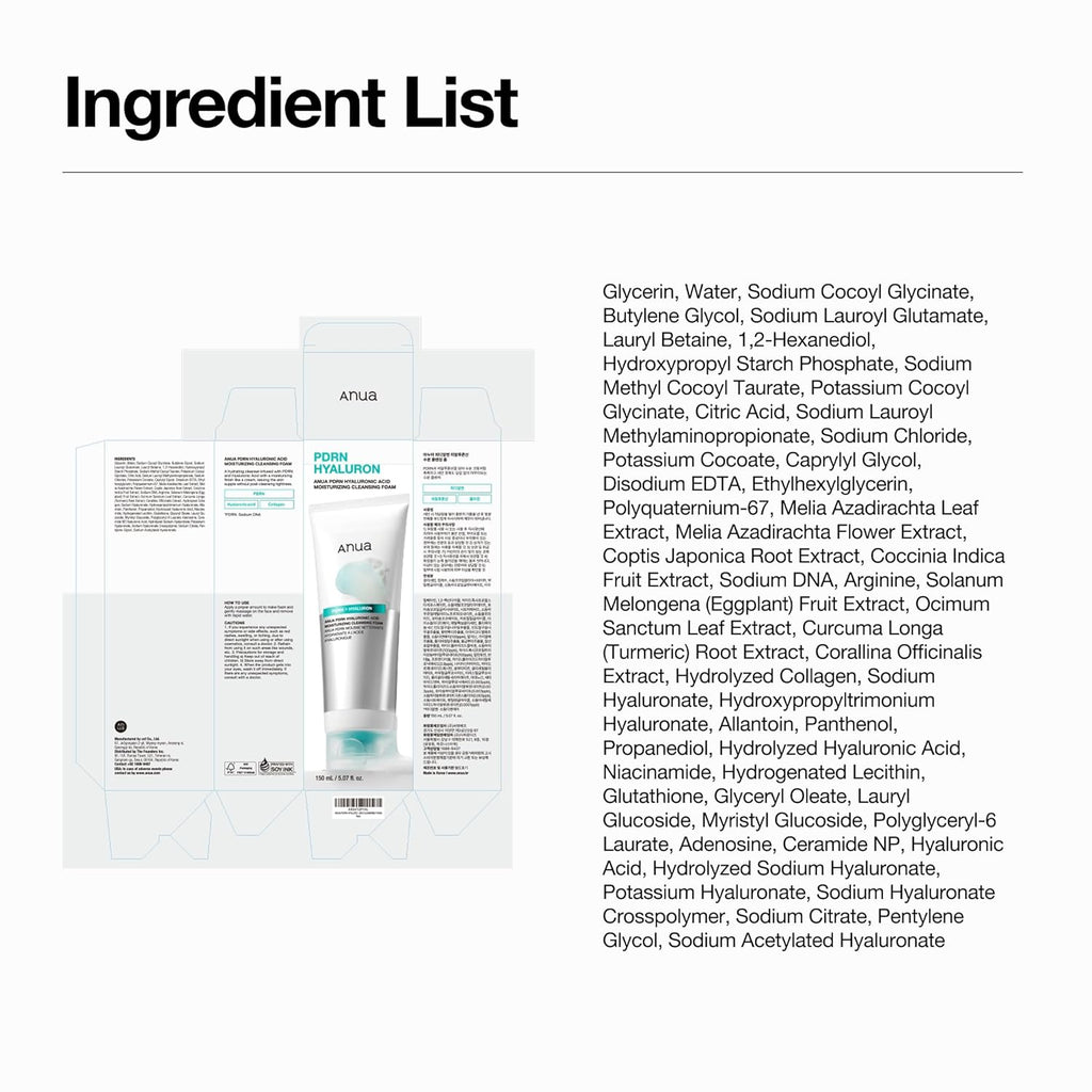 ANUA PDRN Hyaluronic Acid Moisturizing Cleansing Foam 150ml