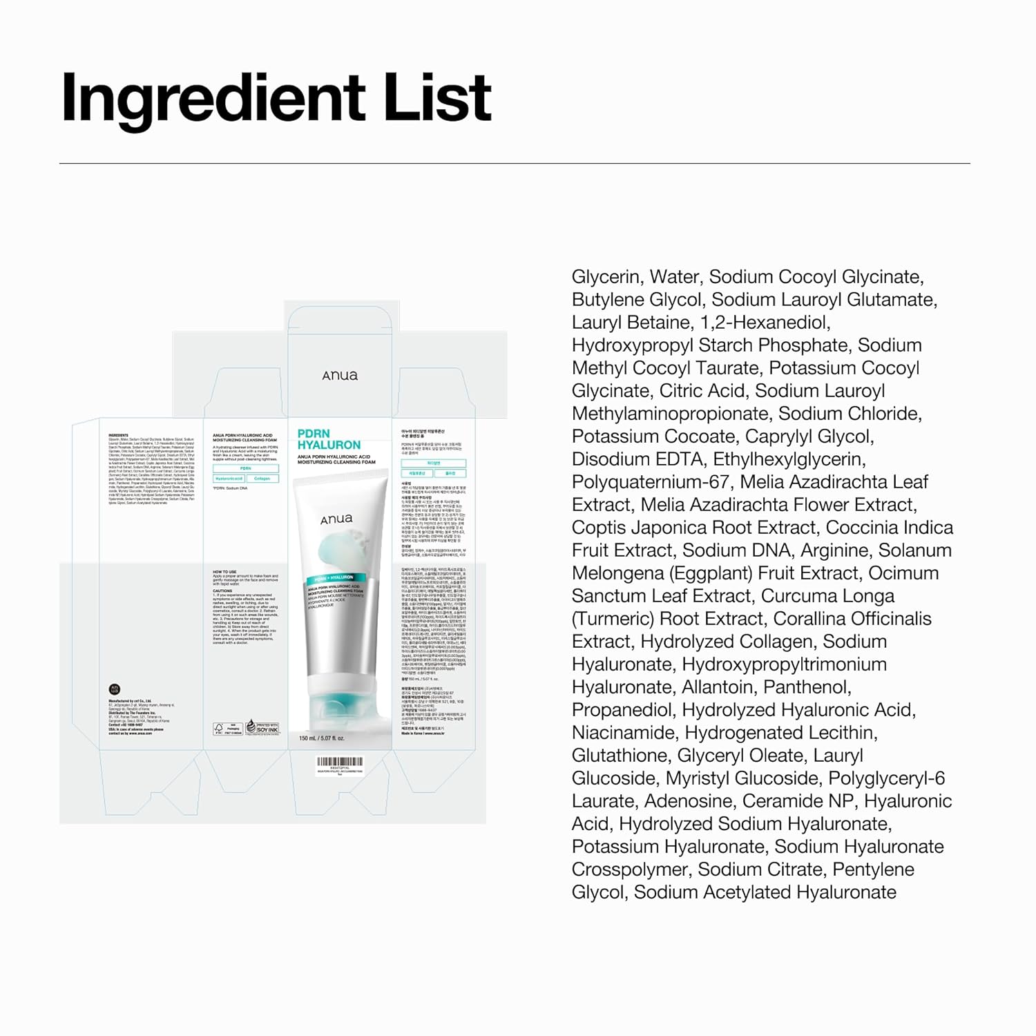 ANUA PDRN Hyaluronic Acid Moisturizing Cleansing Foam 150ml