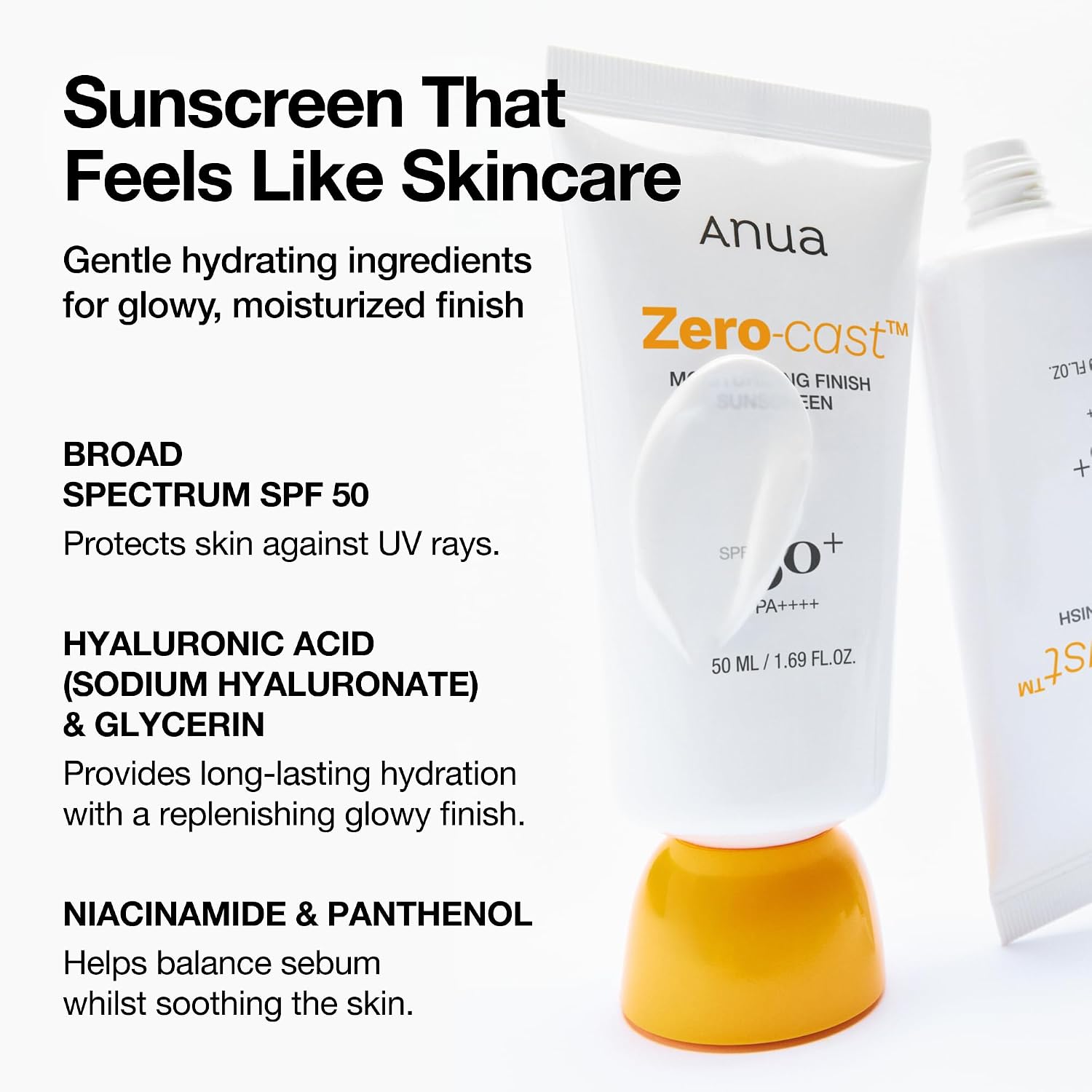 ANUA Zero-Cast Moisturizing Finish Sunscreen SPF 50+ PA++++ 50ml