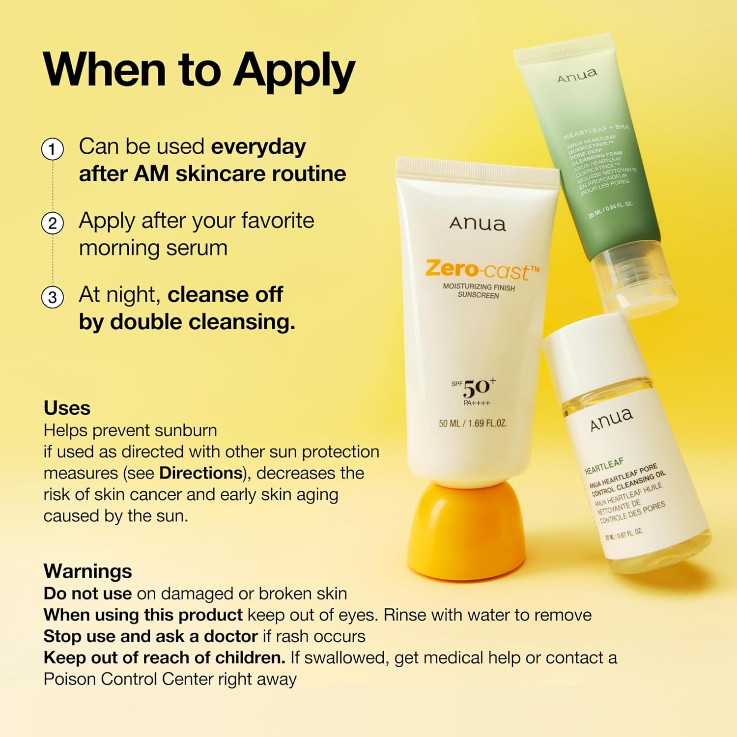 ANUA Zero-Cast Moisturizing Finish Sunscreen SPF 50+ PA++++ 50ml