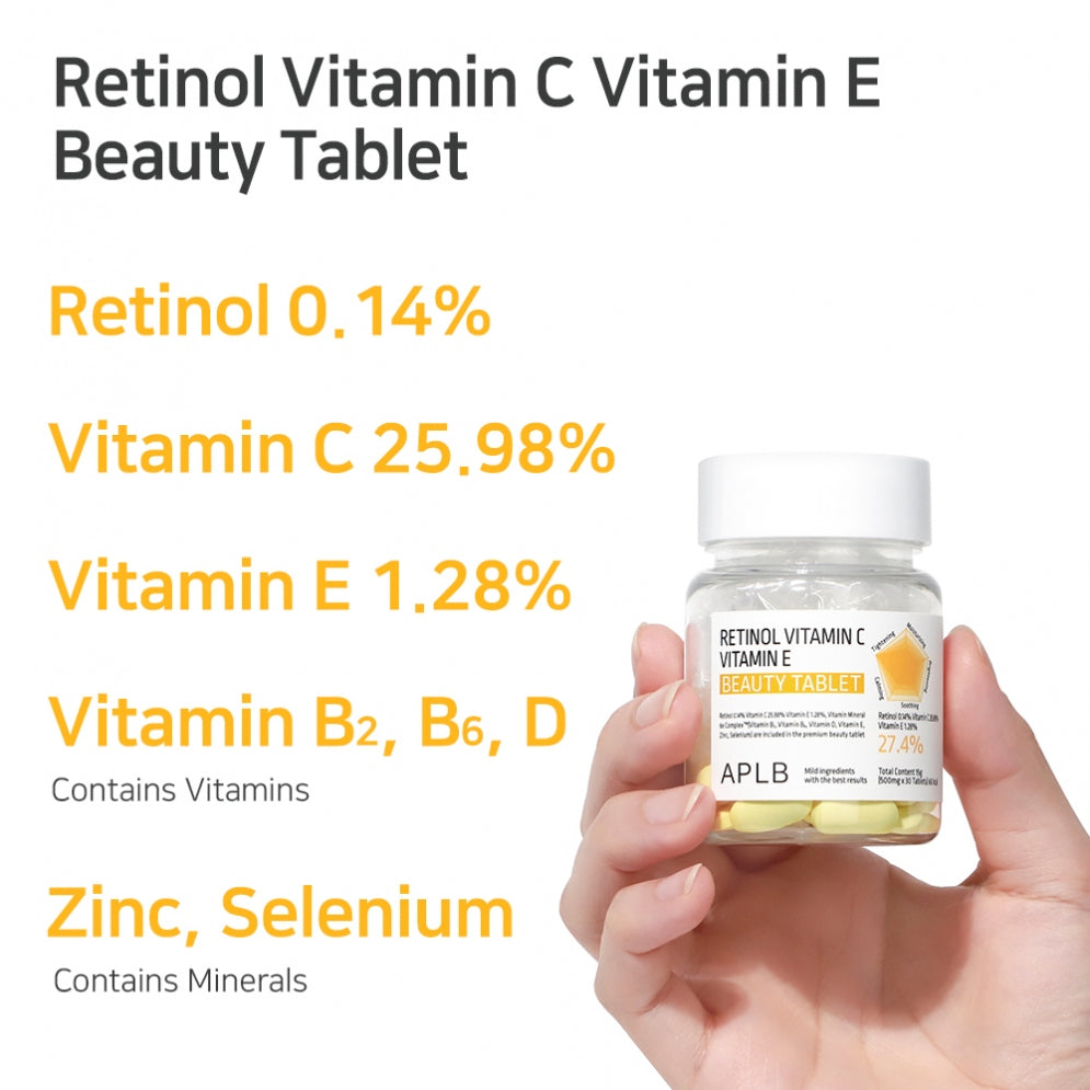 APLB Retinol Vitamin C Vitamin E Beauty Tablet (30 tabletas)