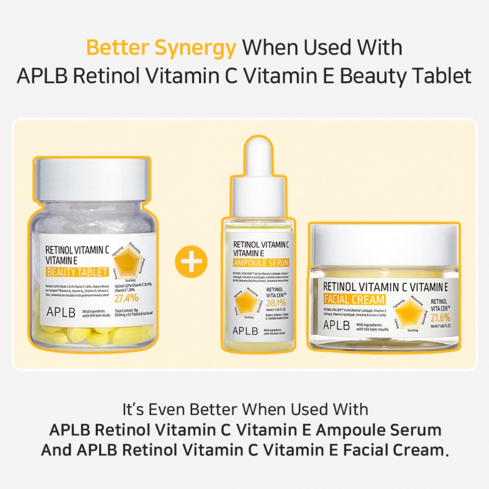 APLB Retinol Vitamin C Vitamin E Beauty Tablet (30 tabletas)