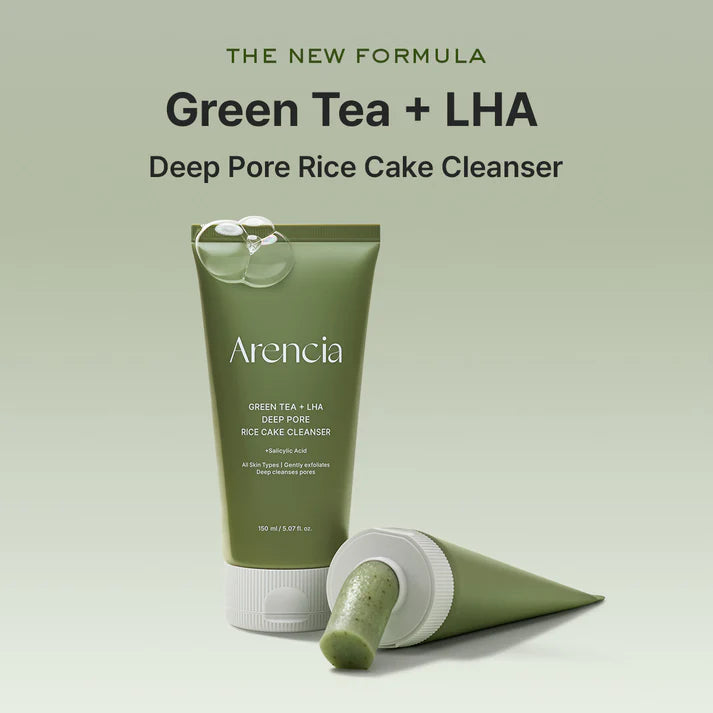 ARENCIA Green Tea + LHA Deep Pore Rice Cake Cleanser 150ml