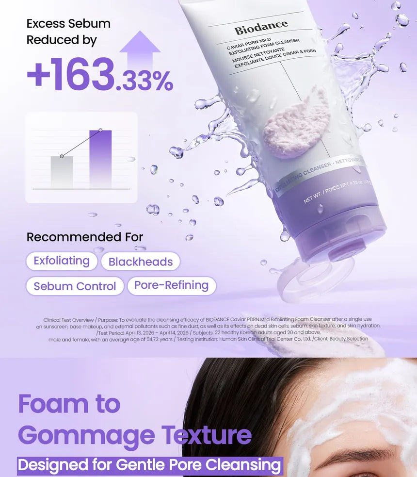 BIODANCE Caviar PDRN Mild Exfoliating Foam Cleanser 120g