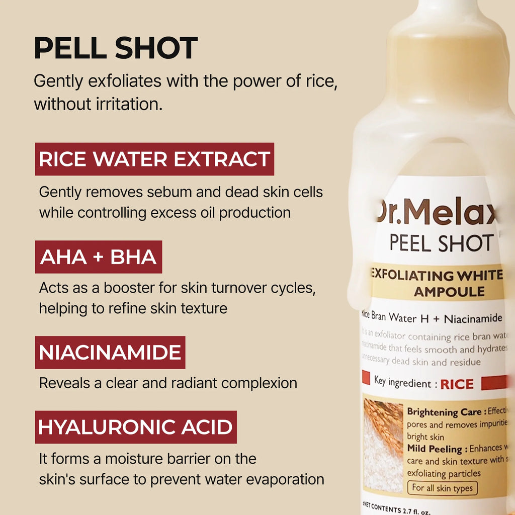 DR.MELAXIN Peel Shot Glow White Rice Ampoule 80ml