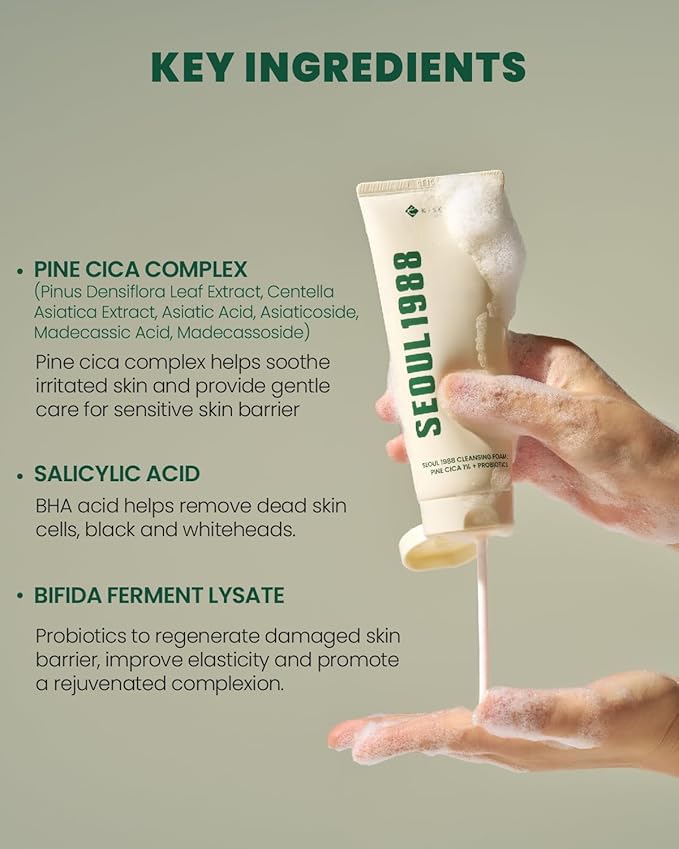 K-SECRET SEOUL 1988 Cleansing Foam : Pine Cica 1% + Probiotics 150ml