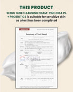 K-SECRET SEOUL 1988 Cleansing Foam : Pine Cica 1% + Probiotics 150ml