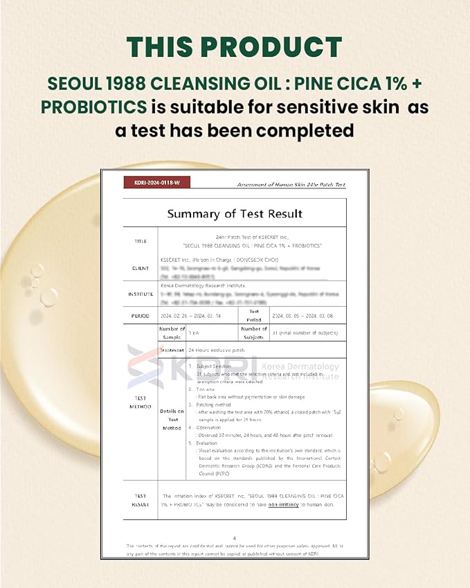 K-SECRET SEOUL 1988 Cleansing Oil : Pine Cica 1% + Probiotics 200ml