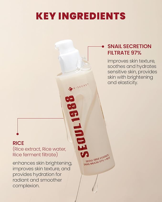 K-SECRET SEOUL 1988 Essence : Snail Mucin 97% + Rice 100ml