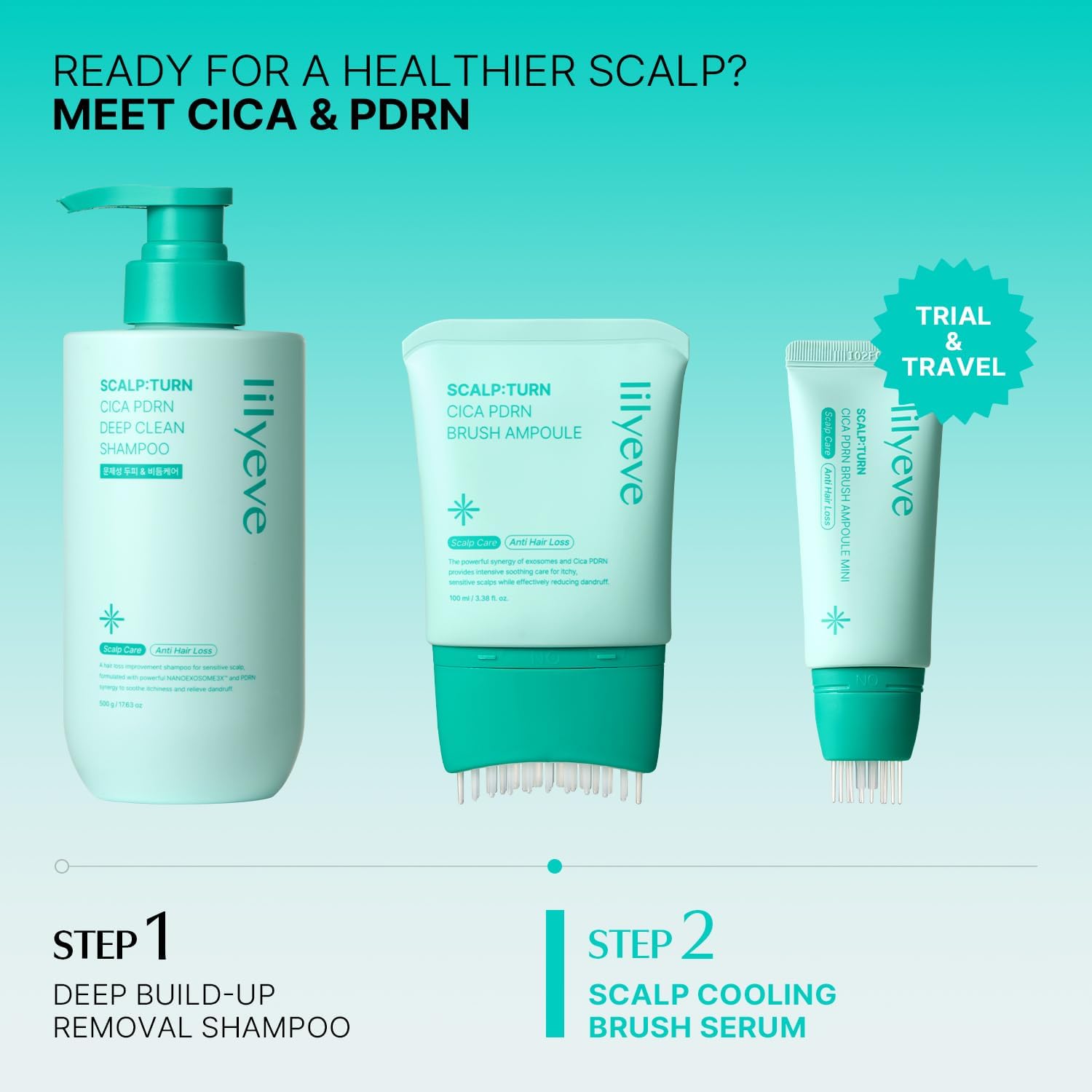 LILYEVE SCALP:TURN CICA PDRN Brush Ampoule 100ml
