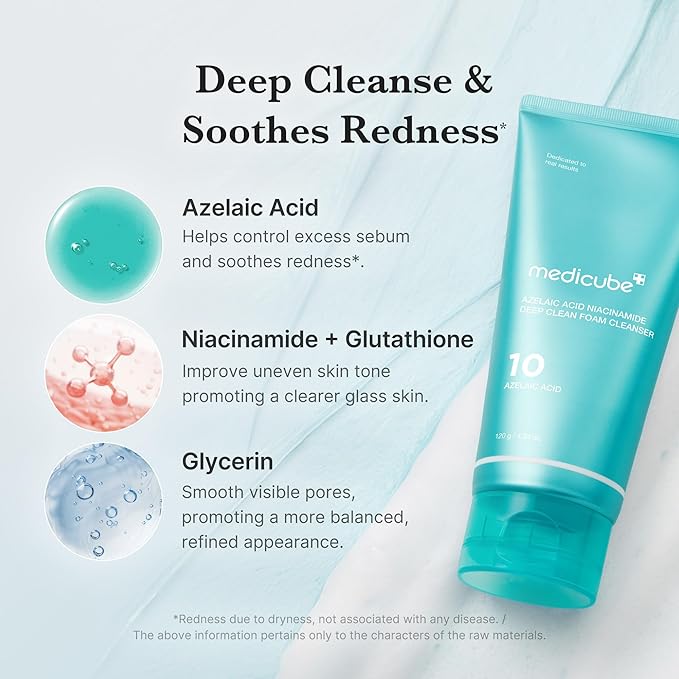 MEDICUBE Azelaic Acid Niacinamide Deep Clean Foam Cleanser 120g