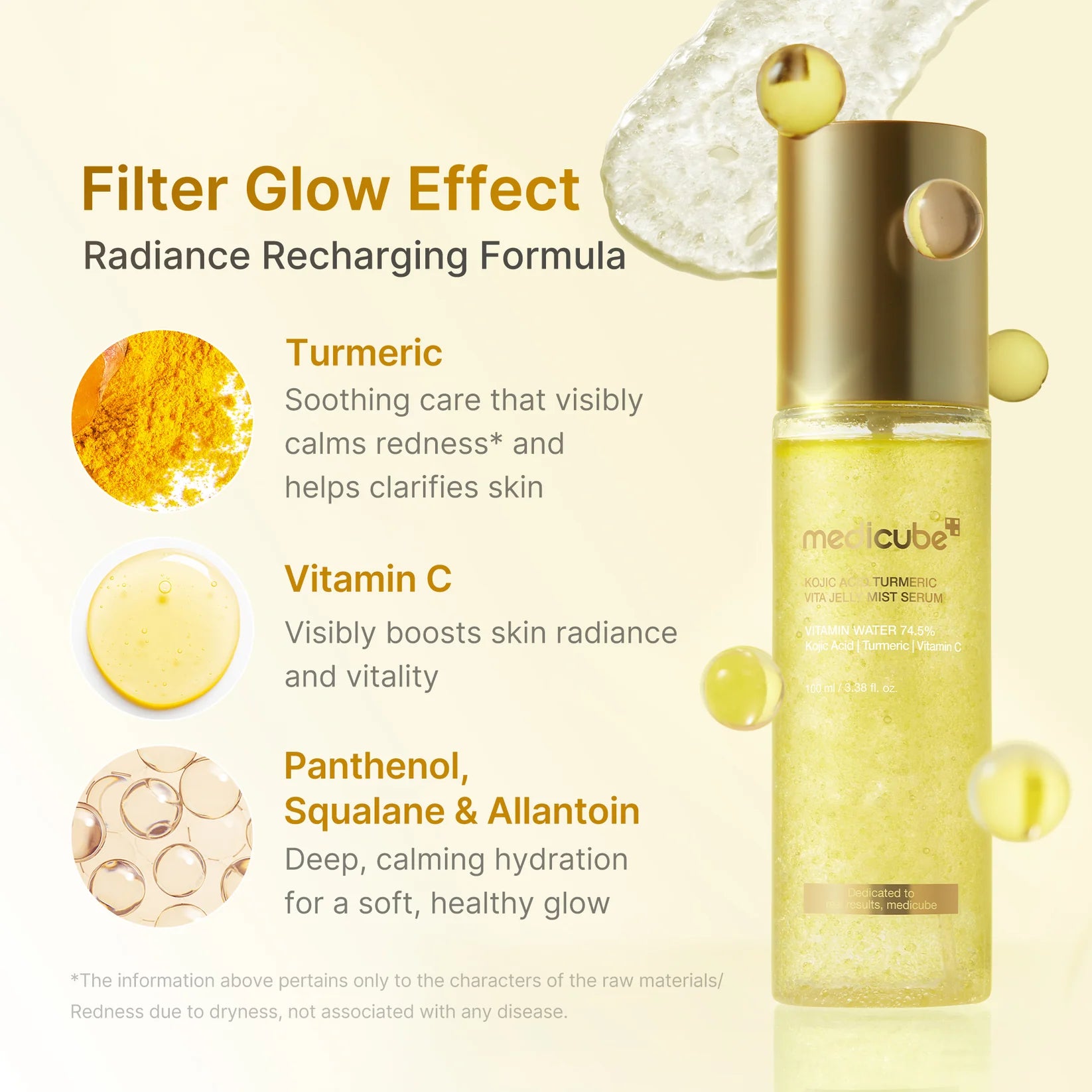 MEDICUBE Kojic Acid Turmeric Vitamin Gold Jelly Mist Serum 100ml