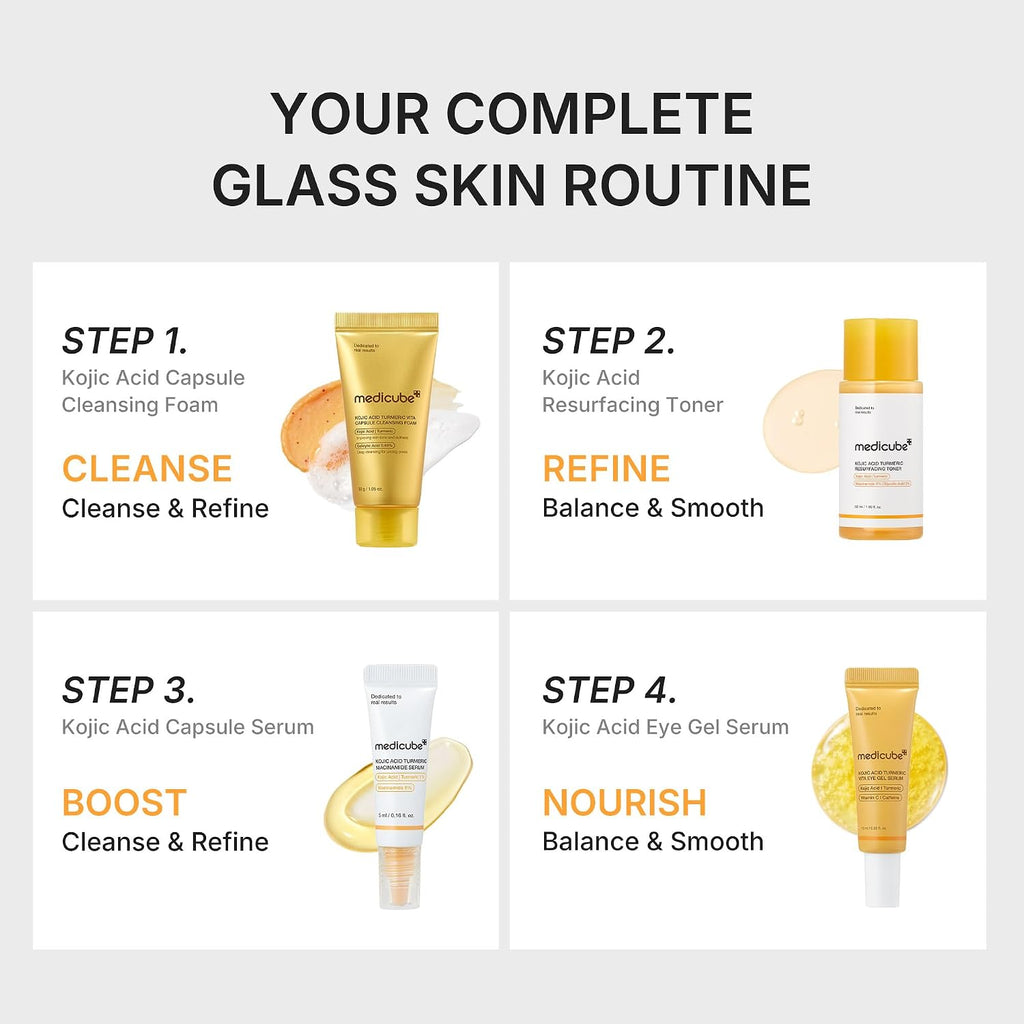 MEDICUBE Kojic Brightening Essentials Kit | Limpiador+Tonico+Serum+Ojos