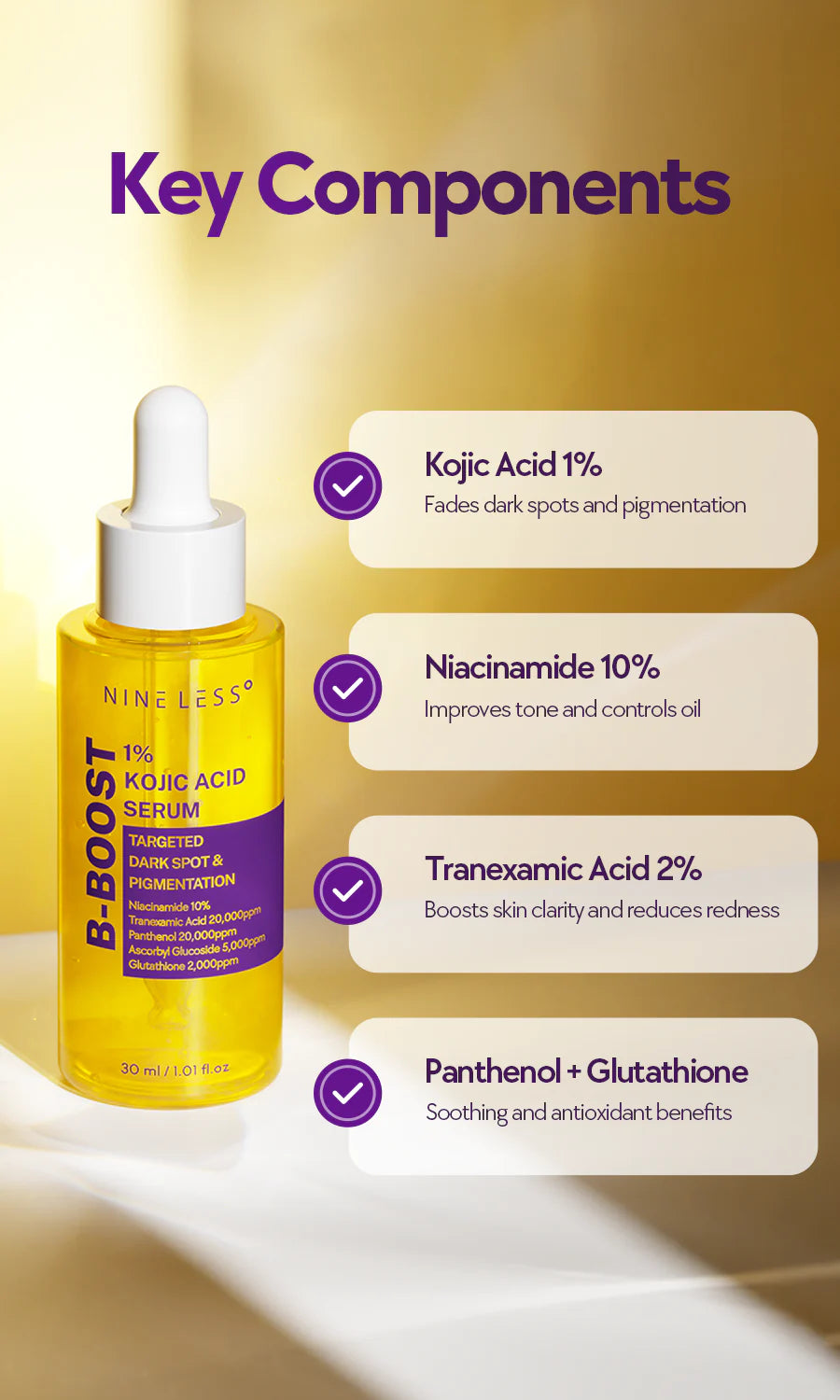 NINELESS B-Boost 1% Kojic Acid Serum 30ml