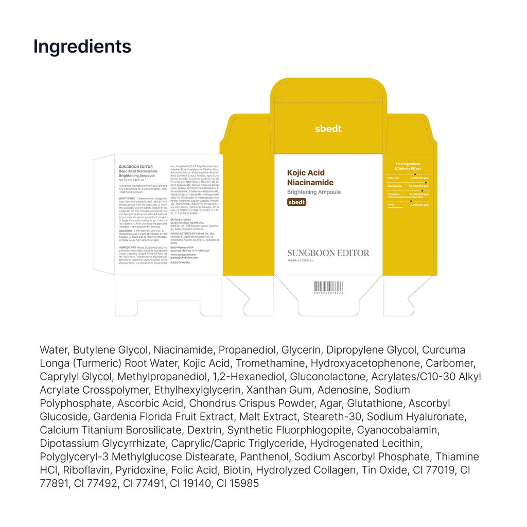 SUNGBOON EDITOR Kojic Acid Niacinamide Brightening Ampoule 40ml